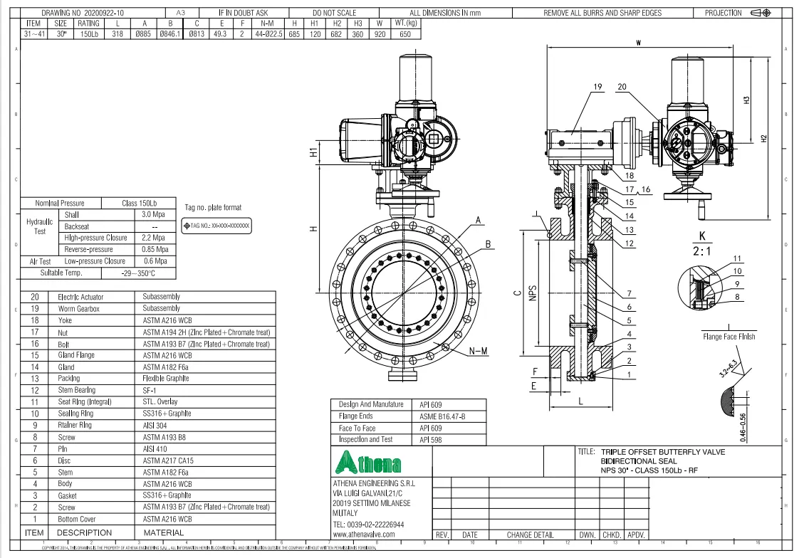 Butterfly Valve with Electric Actuator Structurer and Materials Bom
